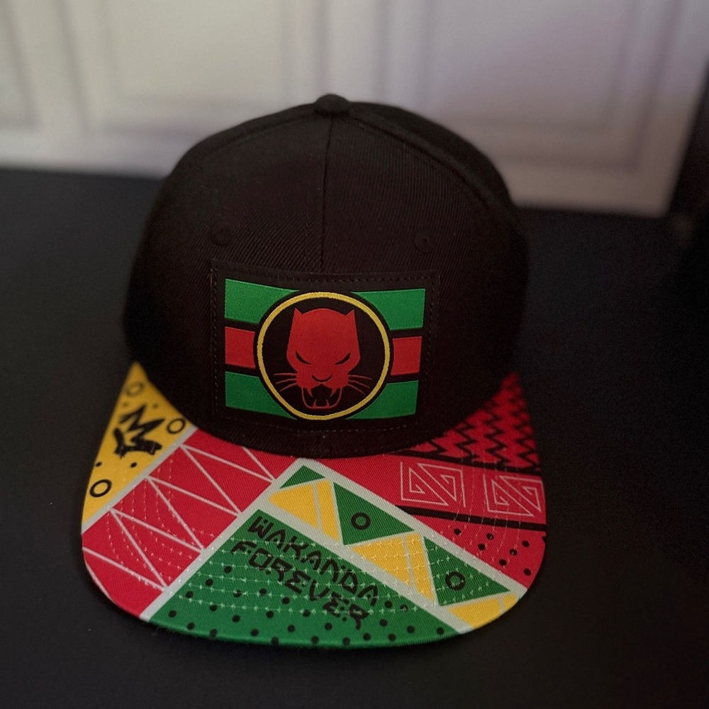 Bioworld Marvel Black Panther Wakanda Forever Snapback Hat Black Multi OSFM
